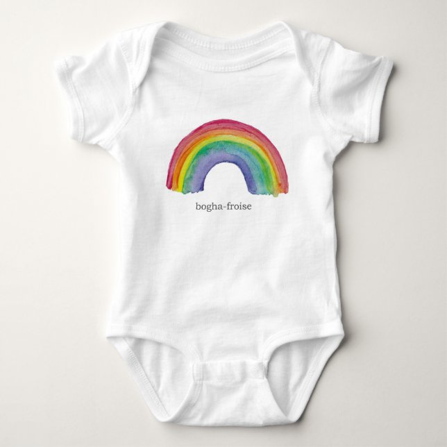 bemalter Regenbogen/Bogha-froise schottisch-gälisc Baby Strampler (Vorderseite)