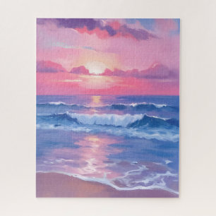 Bemalter rosa Ozean   Küsten-Wasserfarben-Pastell