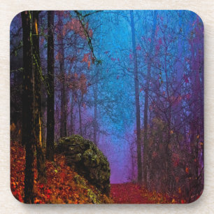 Bemalter Wald Herbst Lila Nebel Getränkeuntersetzer