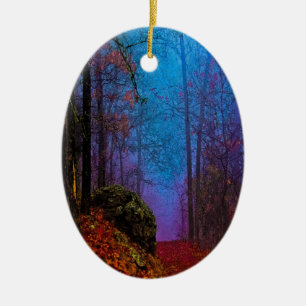 Bemalter Wald Herbst Lila Nebel Keramik Ornament