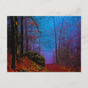 Bemalter Wald Herbst Lila Nebel Postkarte