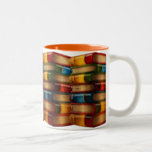Bemaltes Buch - 3D-Stapel farbenfroher Harzromane Zweifarbige Tasse