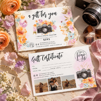Bemaltes Florales Gold Fotograf Geschenkgutschein