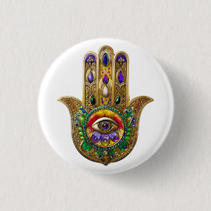 Bemaltes Gold Hamsa Amethyst Rubin Drittes Auge Button