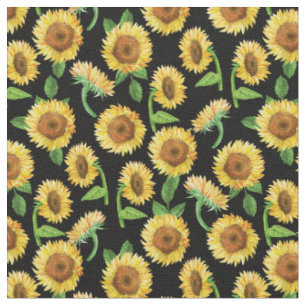 bemaltes Sonnenblumenmuster schwarz Stoff