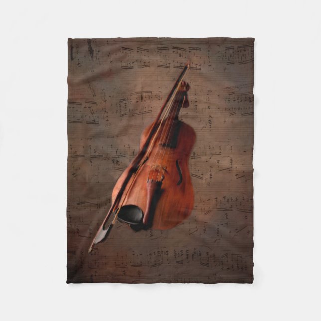 Bemaltes Vintage-Violine Fleecedecke (Vorderseite)
