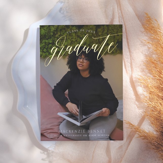 Bemerkenswert Real Gold Script 2 Foto Graduate Folieneinladung (Von Creator hochgeladen)