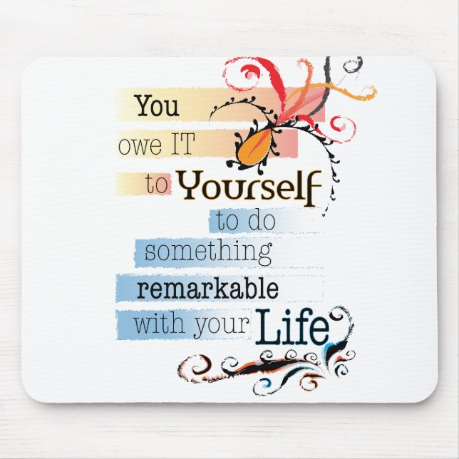 Bemerkenswertes Illustriertes Zitat von LIFE Mousepad (Vorne)
