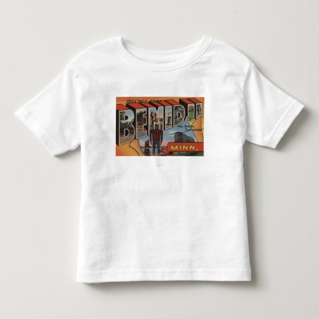 Bemidji, Minnesota - große Buchstabe-Szenen Kleinkind T-shirt (Vorderseite)