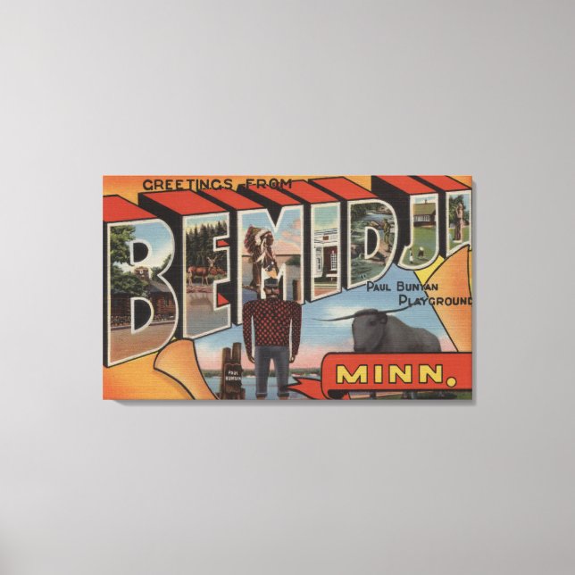 Bemidji, Minnesota - Große Buchstabenszenen Leinwanddruck (Vorderseite)
