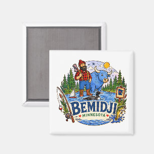 Bemidji Minnesota Paul Bunyan und Babe der Blaue O Magnet