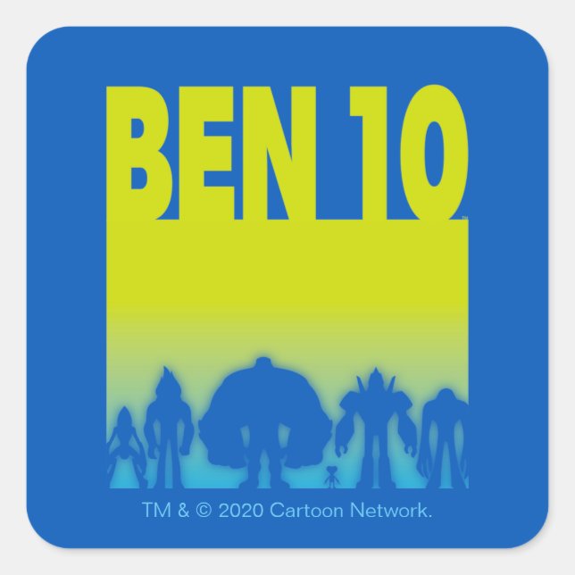 Ben 10 Alien Line-up-Logo Quadratischer Aufkleber (Vorderseite)