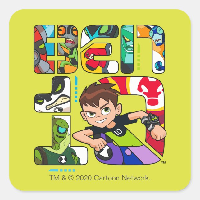 Ben 10 Alien Logo Quadratischer Aufkleber (Vorderseite)