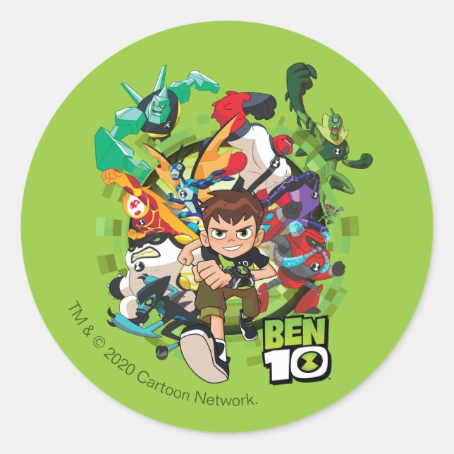 Ben 10 Alien Rush Graphic Runder Aufkleber (Vorderseite)