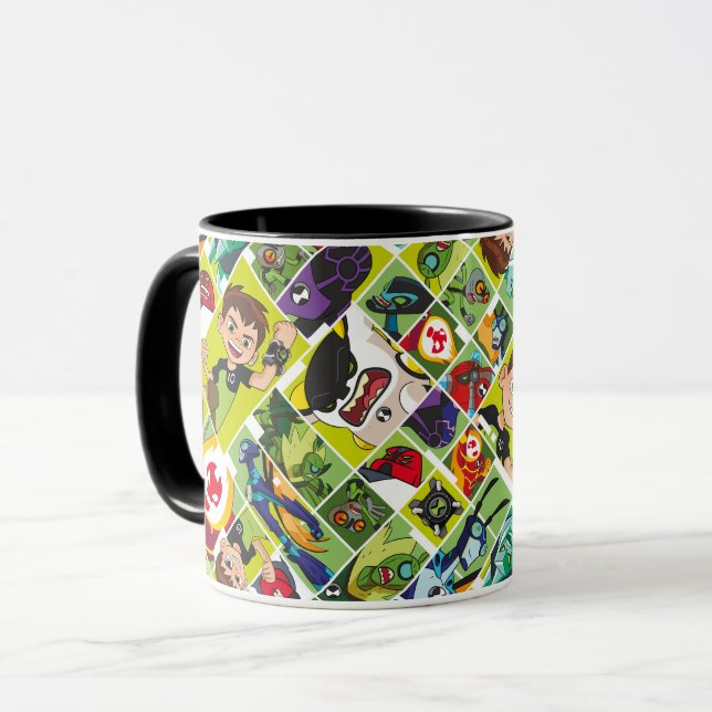 Ben 10 Alien Tile Pattern Tasse (Vorderseite Links)