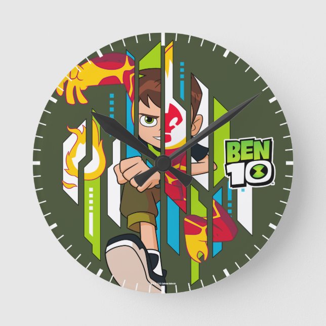 Ben 10 Heatblast DNA Transformation Runde Wanduhr (Vorderseite)