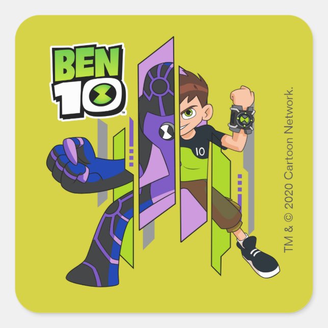 Ben 10 Upgrade-DNA-Transformation Quadratischer Aufkleber (Vorderseite)