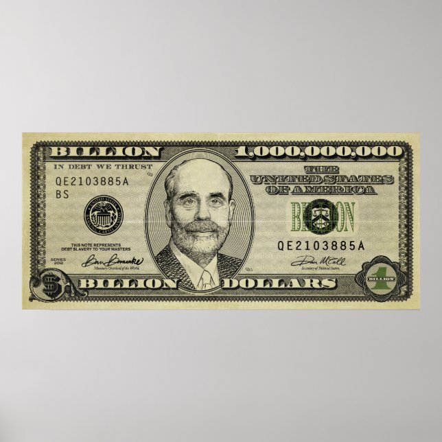 Ben Bernanke Billion Bank Note Print Poster (Vorne)