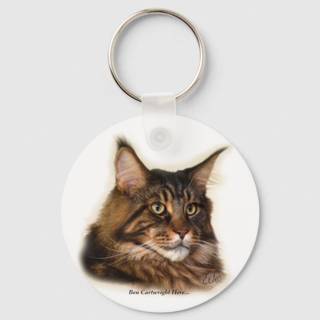 Ben Cartwright Hier.. Maine Coon Cat Schlüsselanhä Schlüsselanhänger (Vorderseite)
