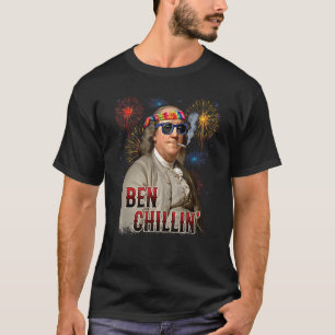 Ben Chillin' Stoner Ben Franklin am 4. Juli Feuerw T-Shirt