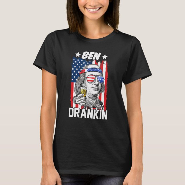 Ben Drankin 4. Juli Amerikanische Flagge Benjamin  T-Shirt (Vorderseite)