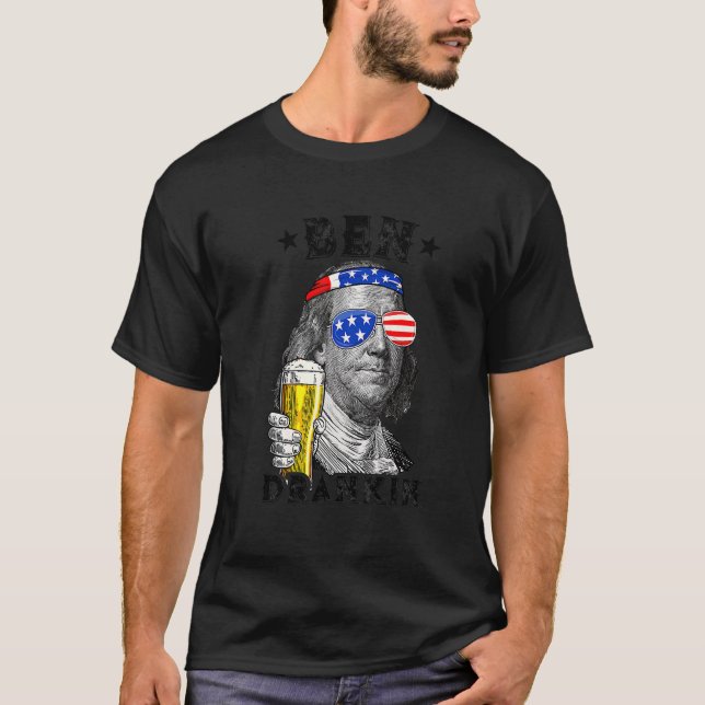 Ben Drankin 4. Juli Benjamin Franklin Drink B T-Shirt (Vorderseite)