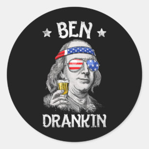 Ben Drankin 4. Juli Benjamin Franklin Men Amer Runder Aufkleber