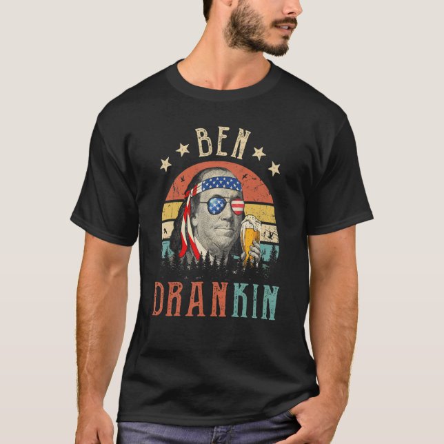 Ben Drankin 4. Juli Benjamin Franklin Men Amer T-Shirt (Vorderseite)
