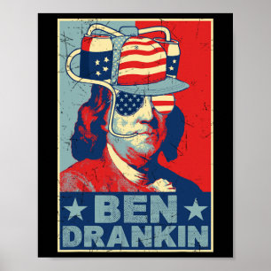 Ben Drankin Beer 4. Juli Retro Beer Lover Drin Poster