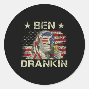 Ben Drankin Benjamin Franklin 4. Juli Funny Dr. Runder Aufkleber