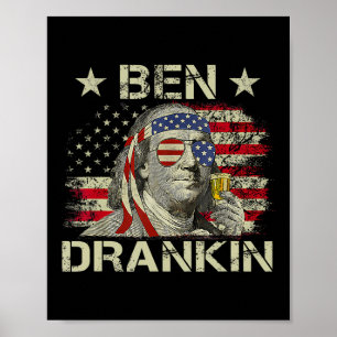 Ben Drankin Benjamin Franklin 4. Juli Lustiger Tri Poster