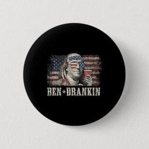 Ben Drankin Bier 4. Juli Vintage-Flagge Lustig  Button