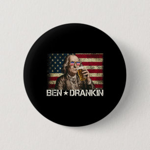 Ben Drankin Funny Beer 4. Juli Retro US-Flagge Button