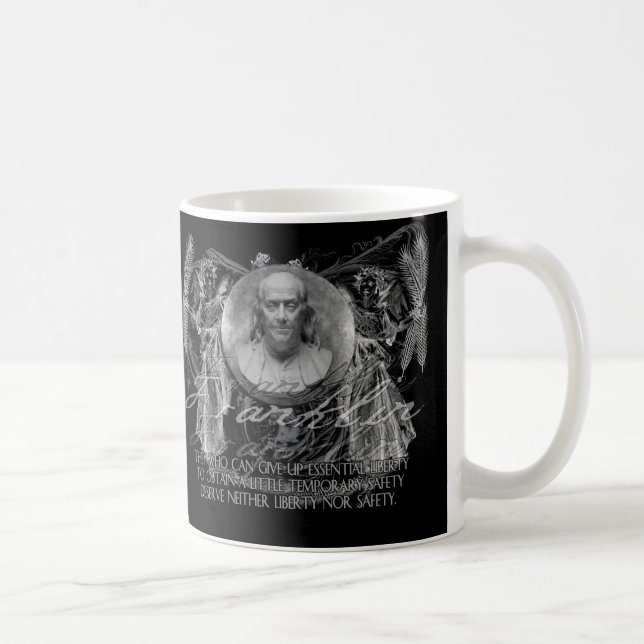 Ben Franklin, ein Held, auf Freiheit u. Sicherheit Kaffeetasse (Rechts)