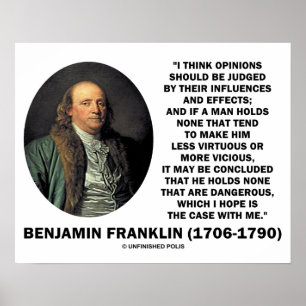 Ben Franklin-Meinungen beurteilen Einfluss Poster