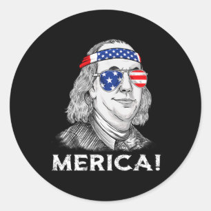 Ben Franklin Merica USA Boys Girls Kind Runder Aufkleber