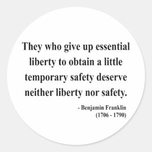 Ben Franklin Quote 1a Runder Aufkleber