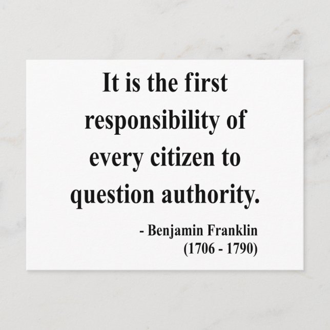 Ben Franklin Quote 3a Postkarte (Vorderseite)