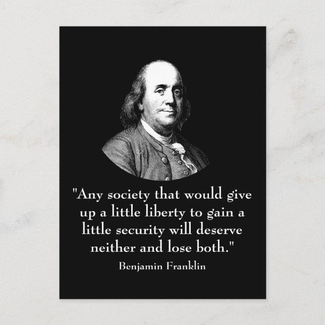 Ben Franklin und Quote Postkarte (Vorderseite)