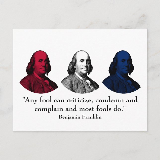 Ben Franklin und Zitat - Rot, Weiß und Blau Postkarte (Vorderseite)