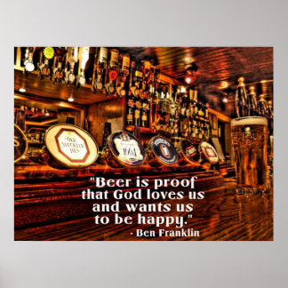 Ben Franklins berühmtes Bier-Zitat Poster