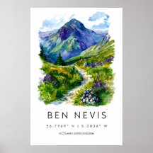 Ben Nevis Aquarellposter Ben Nevis Reise Druck