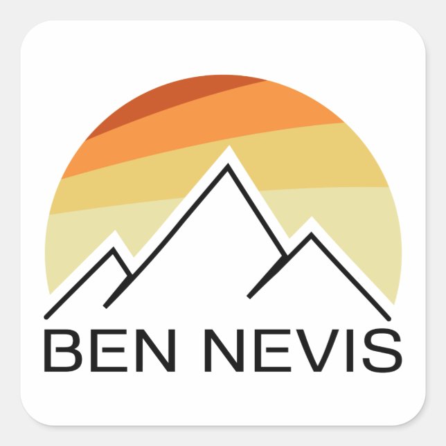 Ben Nevis Retro Quadratischer Aufkleber (Vorderseite)