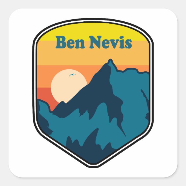 Ben Nevis Scotland Sunrise Quadratischer Aufkleber (Vorderseite)