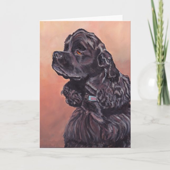 Ben the Black Cocker Spaniel Dog Art Grußkarte Karte (Vorderseite)
