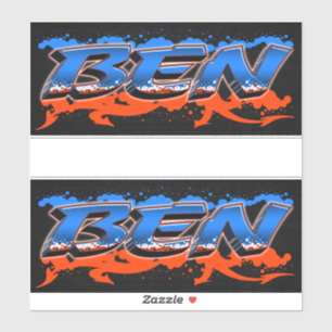 Ben Vorname Name Graffiti Aufkleber Sticker