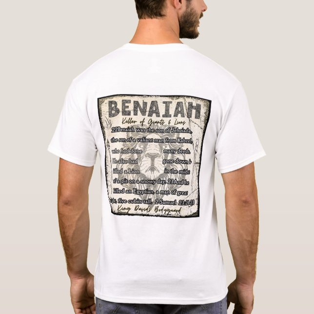 Benaiah, König David's Bodyguard 2 Samuel 23:20-23 T-Shirt (Rückseite)