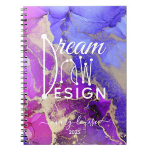 Benannt Abstrakt Pink Lila Gold Art Notebook Notizblock