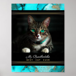 Benannt beste Katze je Foto Vorlage Aquamarin Abst Poster