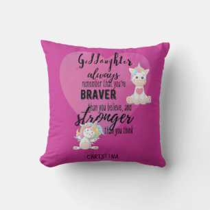 Benannt GODAUGHTER Motivierend Zitat Einhorn Rosa Kissen